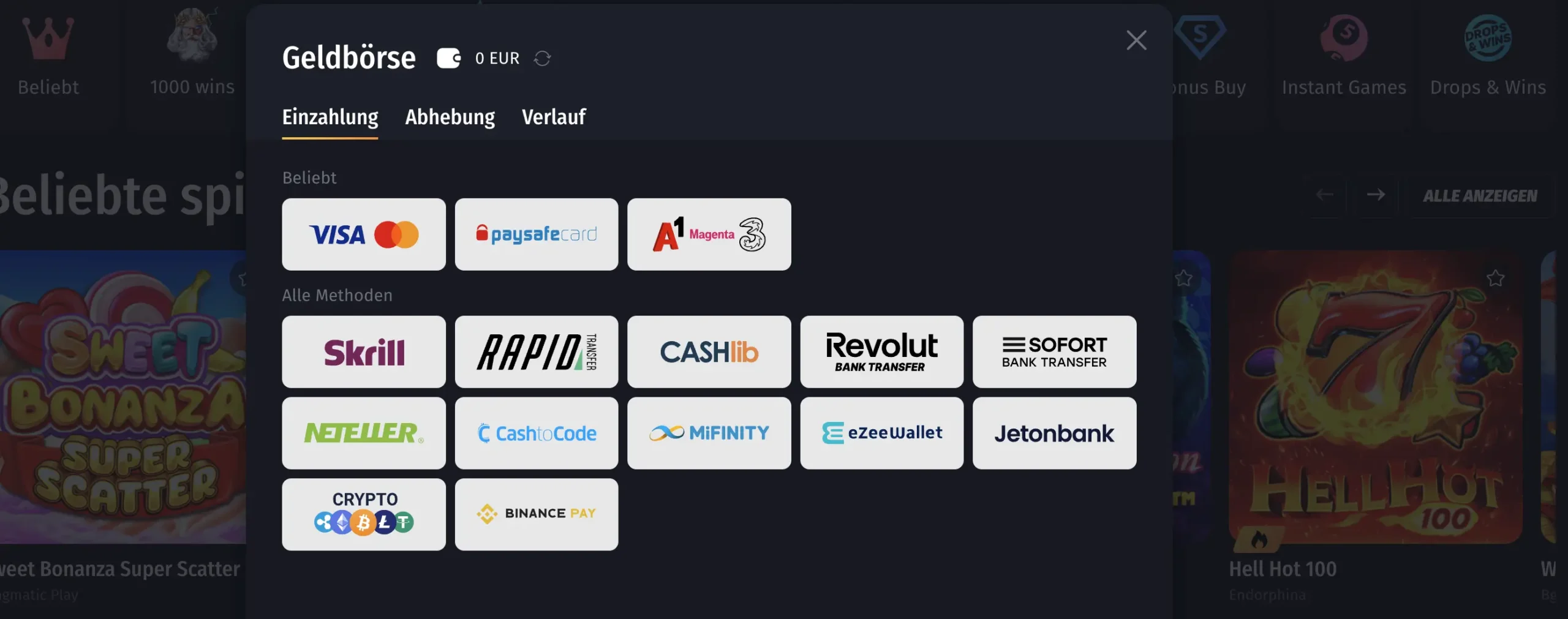 WinShark Casino Einzahlung